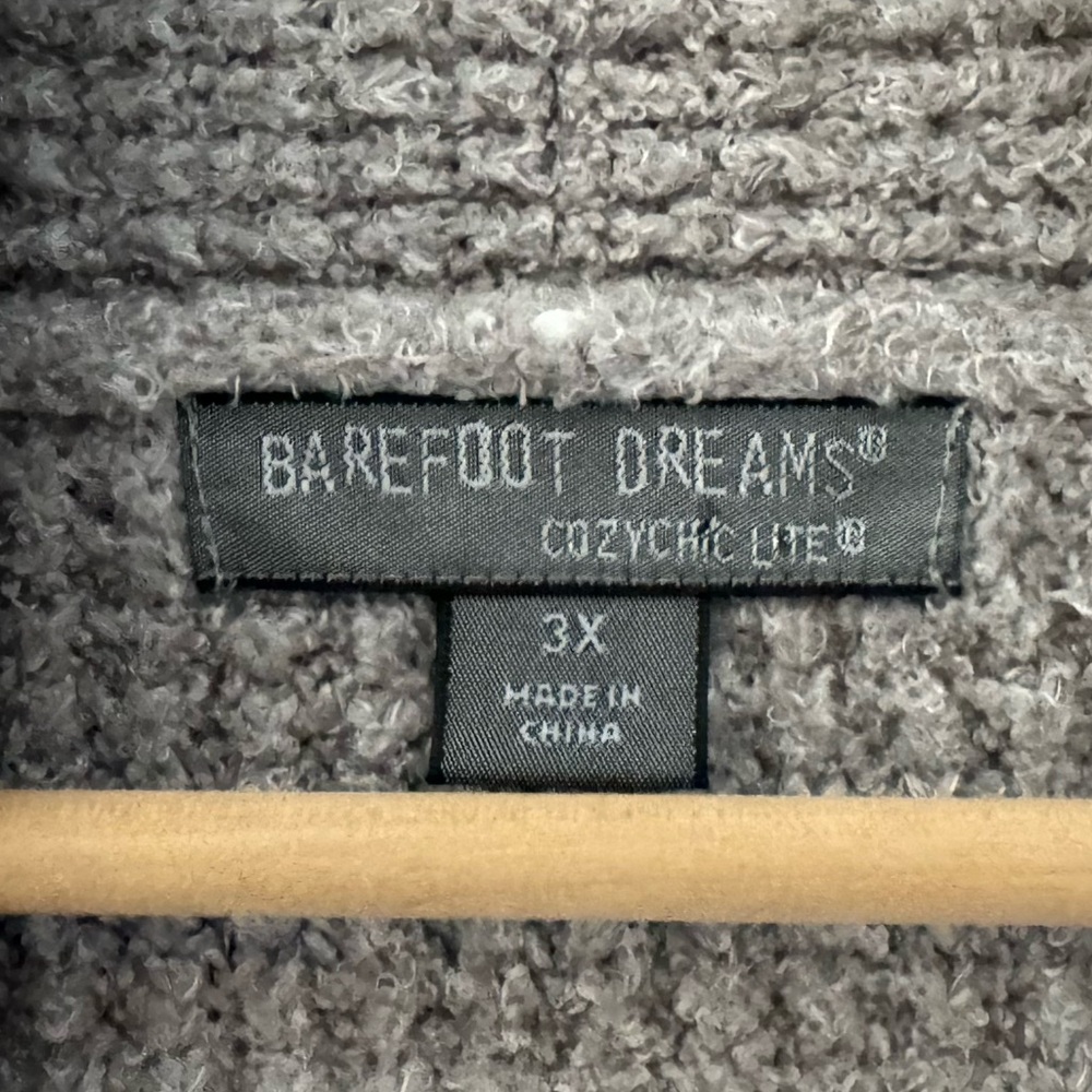 Barefoot Dreams CozyChic Lite Open Cardigan Sweater 3X Waffle Knit Gray Lounge - Picture 14 of 14